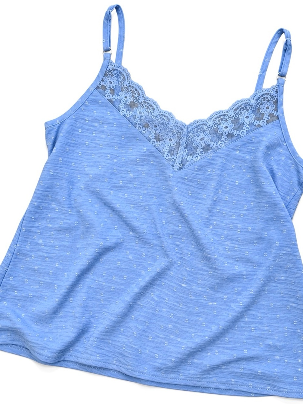 Lace-Trim Cami Tank – Blue